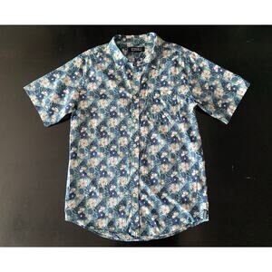 EZEKIEL Blue Floral Lightweight Cotton Button Down Shirt sz M